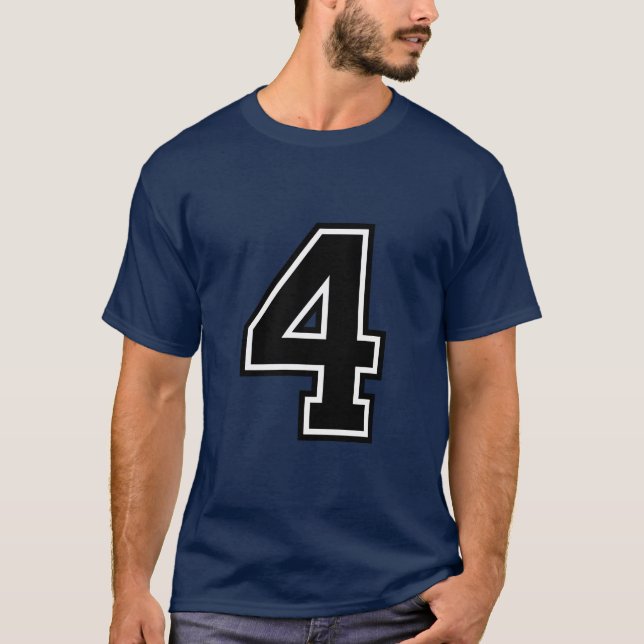 T-shirt Number 4 Custom Sports Jersey | Varsity Birthday  (Devant)