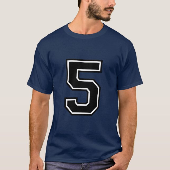 T-shirt Number 5 Custom Sports Jersey | Varsity Birthday  (Devant)