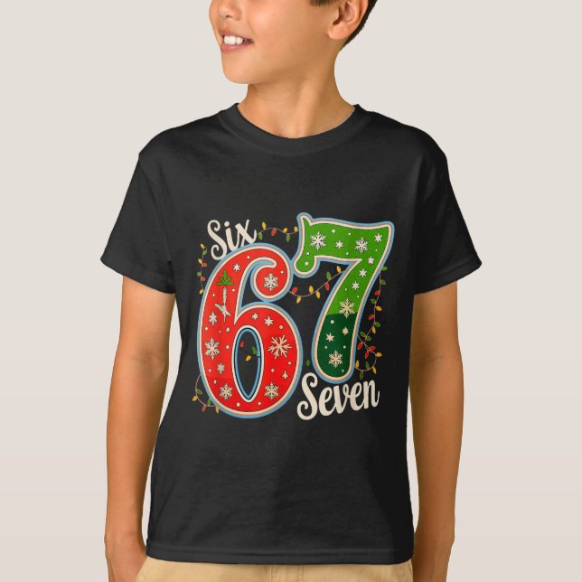 T-shirt Number 67 Funny Six Seven 6 7 Meme Christmas Light (Devant)