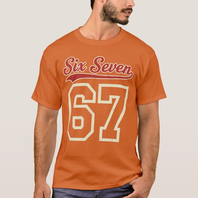 T-shirt Number 67 Numbered Six Seven Baseball Jersey Style (Devant)