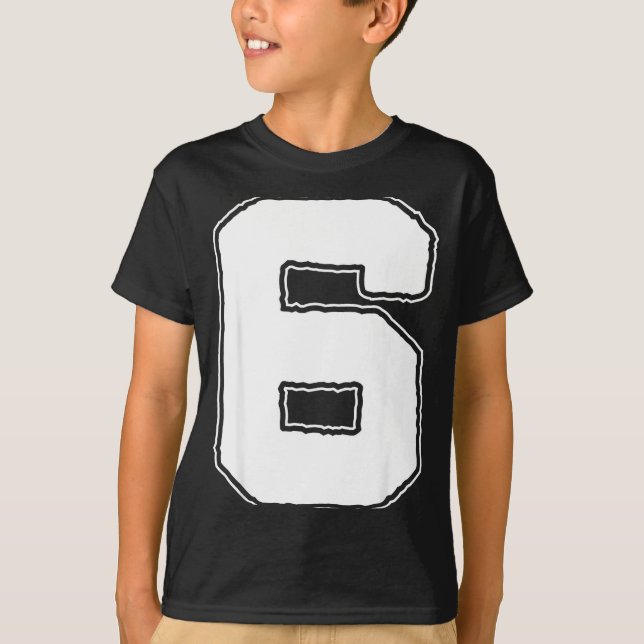 T-shirt Number 6 6th Birthday Boy Kids Six Year Old Happy  (Devant)