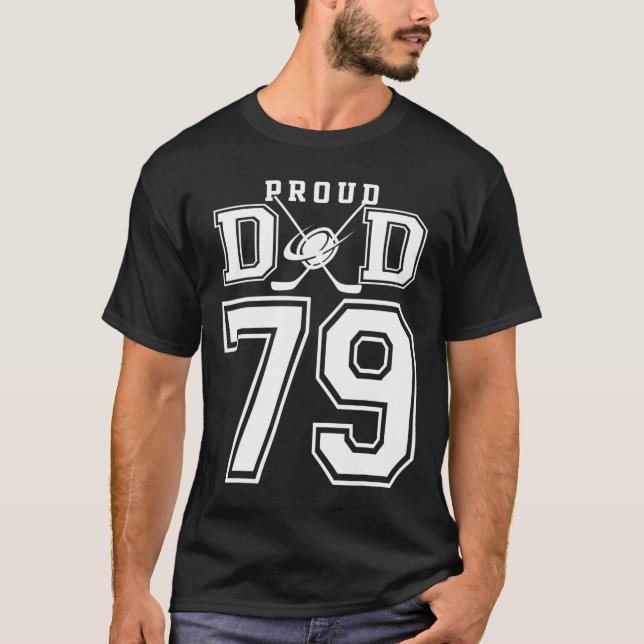 T-shirt Number 79 Custom Proud Hockey Dad Personalized For (Devant)