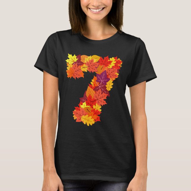 T-shirt Number 7 7th Birthday Seven Thanksgiving Fall Happ (Devant)