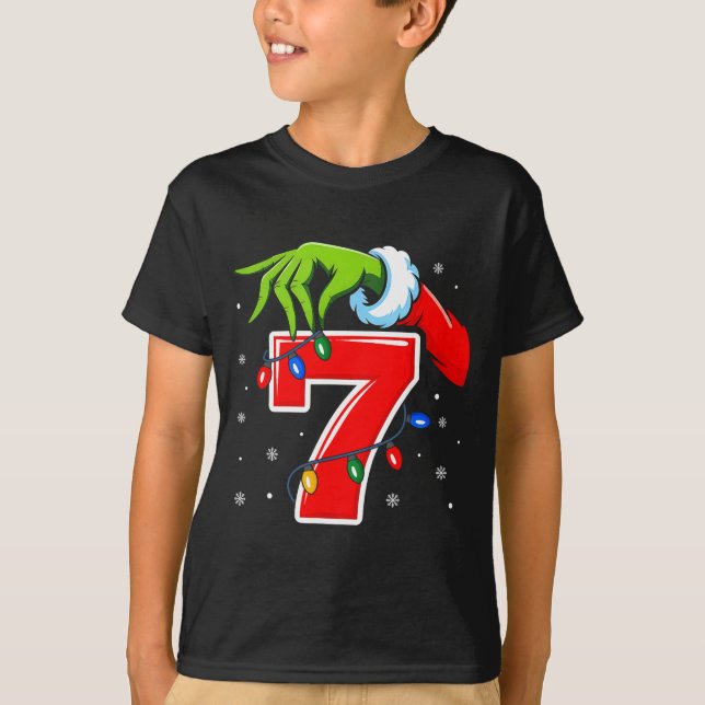 T-shirt Number 7 Matching 67 Meme Christmas Elf Hand Boys  (Devant)