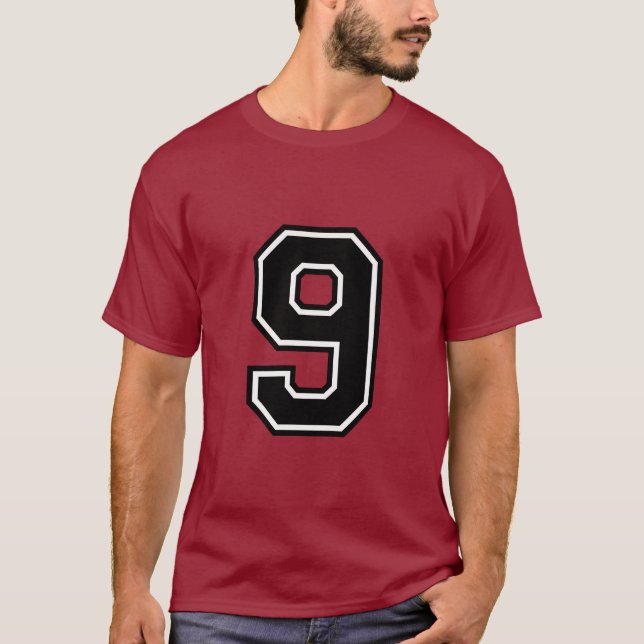 T-shirt Number 9 Custom Sports Jersey | Varsity Birthday  (Devant)