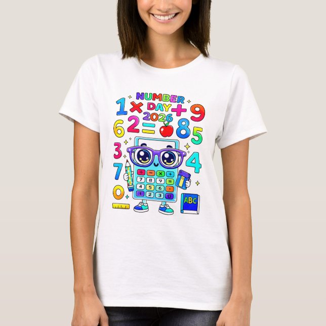 T-shirt Number Day 2026 Cute Calculator Math T Shirt (Devant)