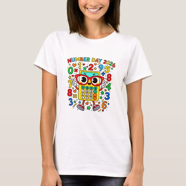 T-shirt Number Day 2026 Cute Maths Calculator T Shirt (Devant)