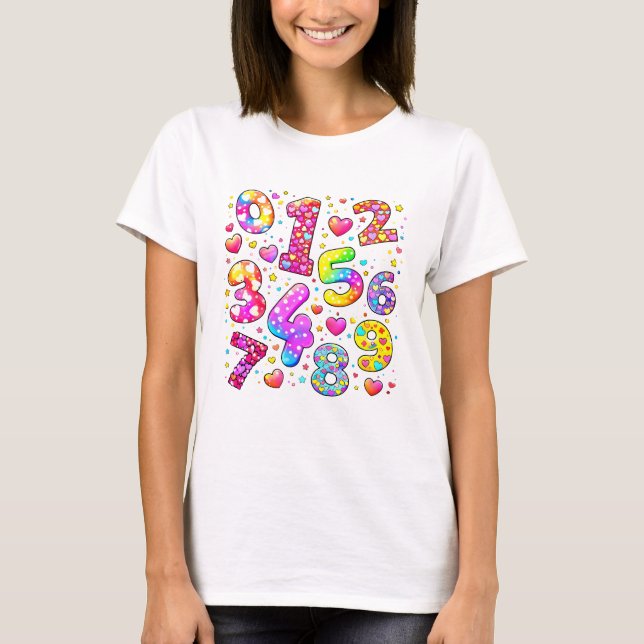 T-shirt Number Day Cute Colorful Numbers T Shirt (Devant)