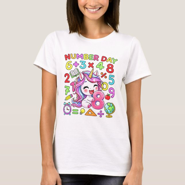 T-shirt Number Day Unicorn Math Numbers T Shirt (Devant)