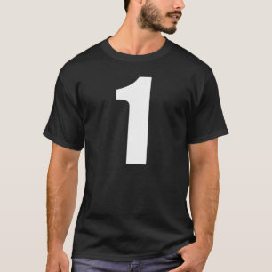 T-shirt Number One Numeral 1 Plain White Numbers