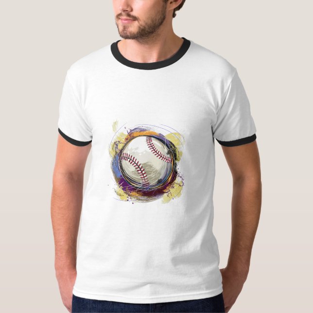 T-shirt numériquement conception de baseball peint (Devant)