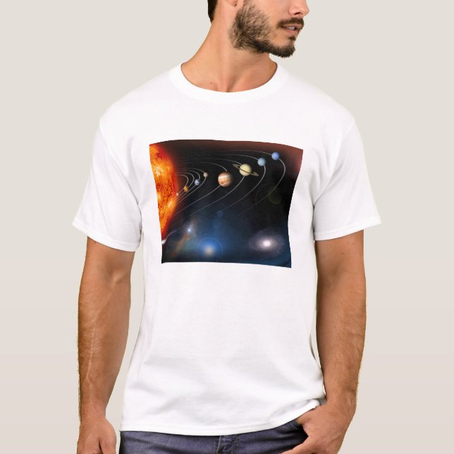 T-shirt numériquement image générée de notre système solai (Devant)