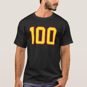 T-shirt Numéro 100 Sports Jersey Fan Athlète Jaune Rouge V