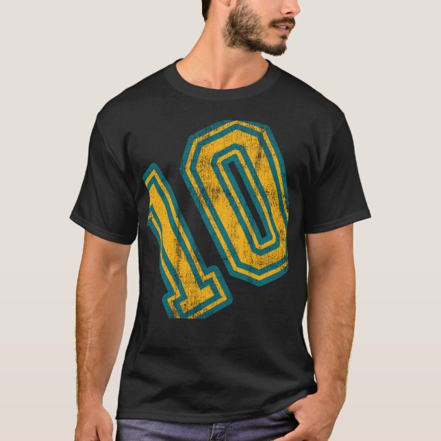 T-shirt numéro 10 - numéro dix vintage, rétro (Devant)