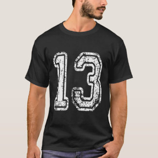 T-shirt Numéro 13 En Grungy White