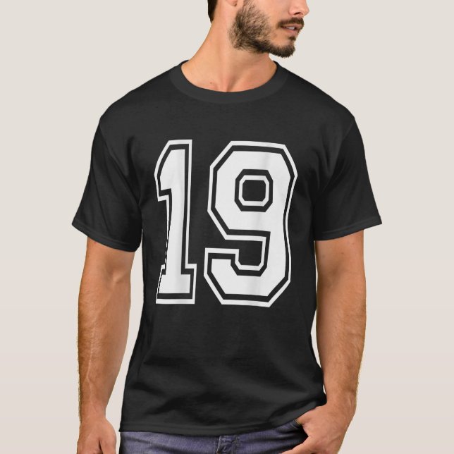 T-shirt Numéro 19 Joueur de sport de chemise Numéro RETOUR (Devant)