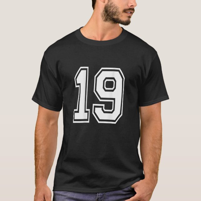 T-shirt Numéro 19 Joueur sportif Numéro RETOUR de (Devant)