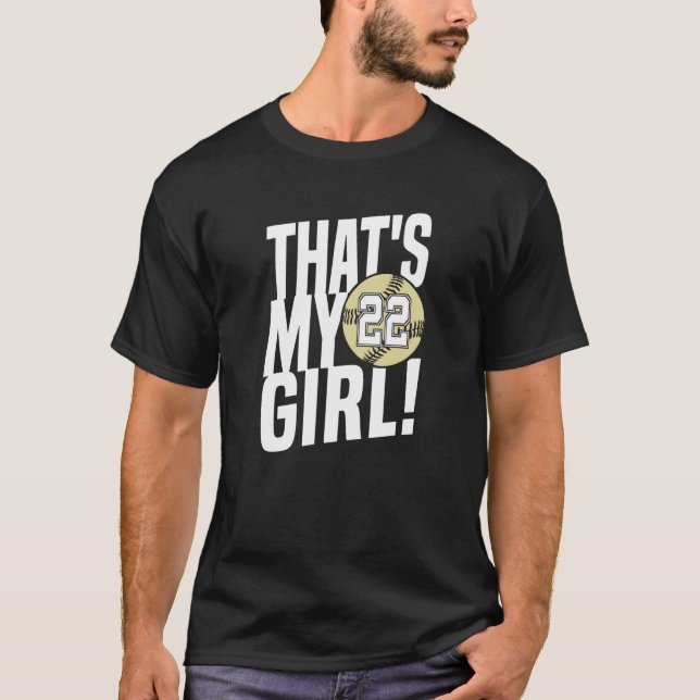 T-shirt Numéro 22 C'est ma fille 22 Soft-ball Maman D (Devant)