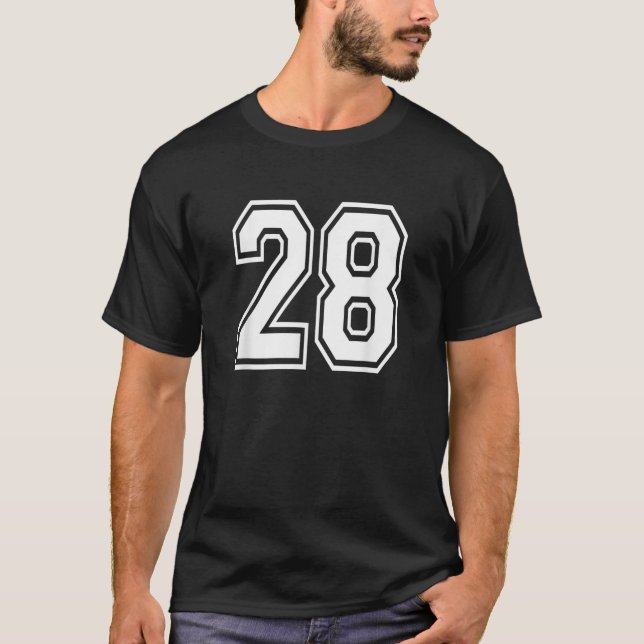 T-shirt Numéro 28 Numéroté Uniform Sports Jersey Team 28e (Devant)