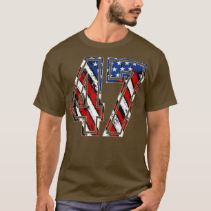 T-shirt Numéro 47 Drapeau rouge blanc et bleu américain 47