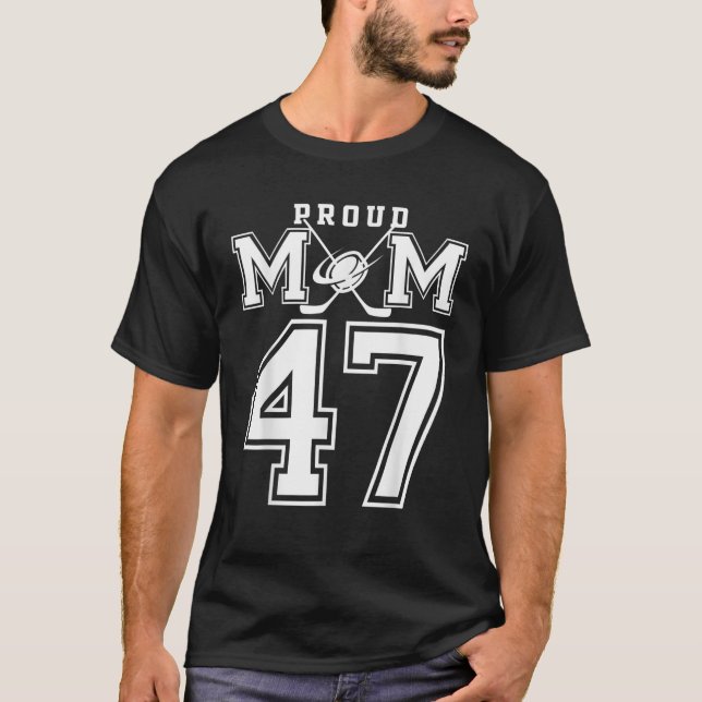 T-shirt Numéro 47 Personnalisé Fier Hockey Maman Personnal (Devant)