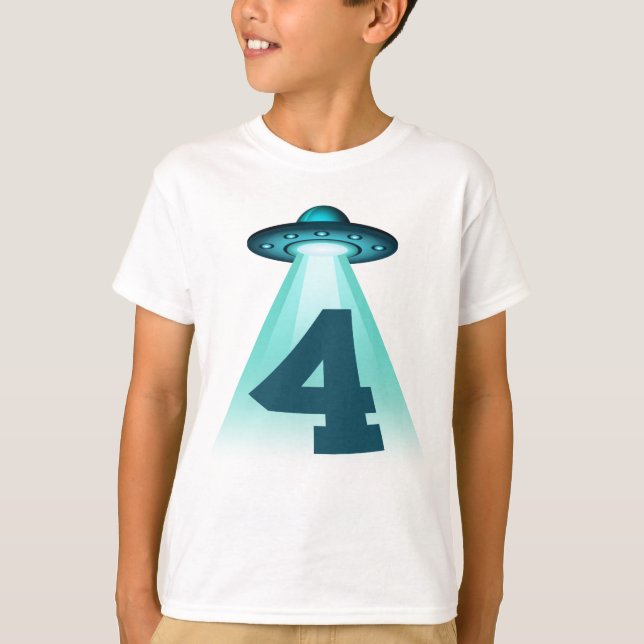 T-shirt Numéro 4 Enlèvement UFO Alien Thème 4 Année Enfant (Devant)