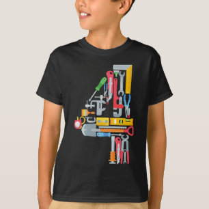 T-shirt Numéro 4 Outils de construction 4 ans
