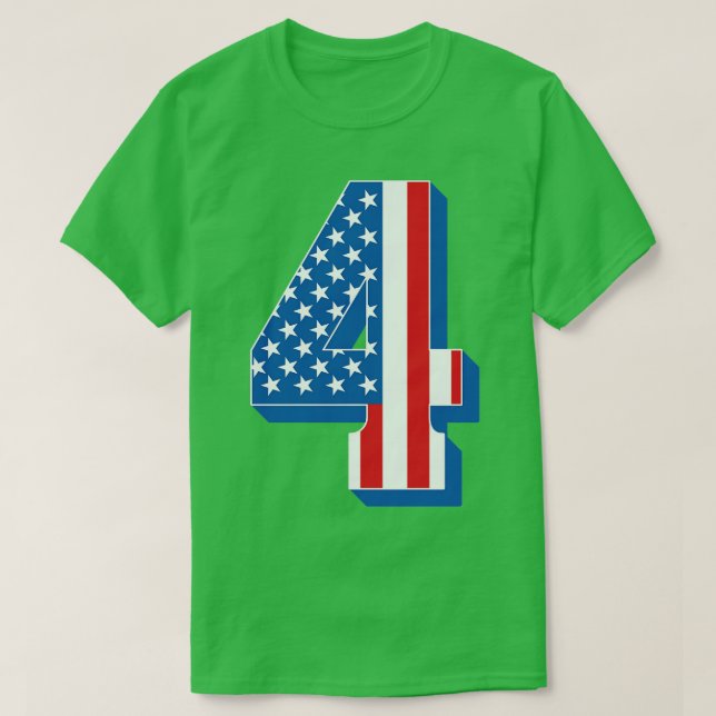 T-shirt Numéro 4 Texte du drapeau américain (Design devant)