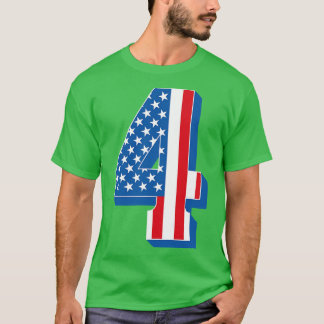 T-shirt Numéro 4 Texte du drapeau américain
