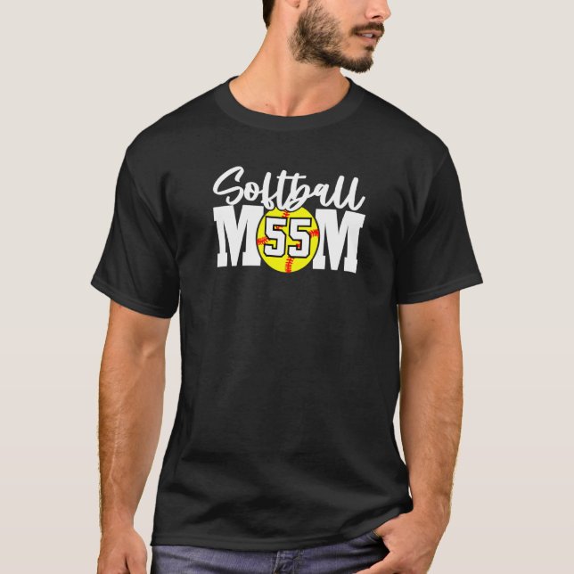 T-shirt Numéro 55 de la maman du softball (Devant)