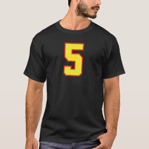 T-shirt Numéro 5 Sport Jersey Athlète Jaune Rouge Varsité