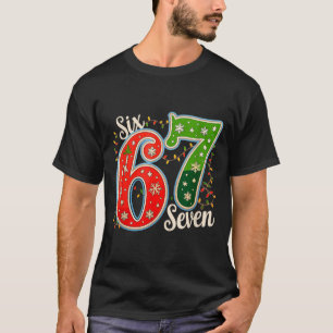T-shirt Numéro 67 Drôle Six Sept 6 7 Mème Lumière de Noël
