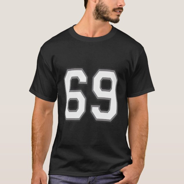 T-shirt Numéro 69 69 En Noir Blanc Et Gris (Devant)