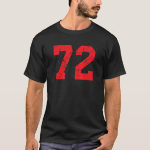 T-shirt Numéro #72 Sports Jersey Rouge Vintage détendu Lu