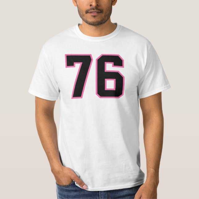 T-shirt Numéro #76 Sport Jersey rose noir Lucky No. (Devant)
