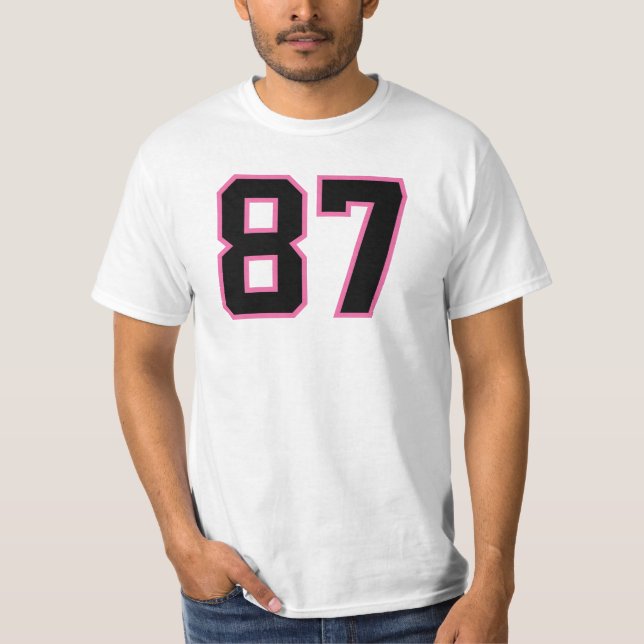 T-shirt Numéro #87 Sport Jersey rose noir Lucky No. (Devant)