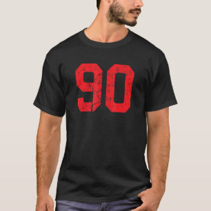 T-shirt Numéro #90 Sports Jersey Rouge Vintage détendu Lu