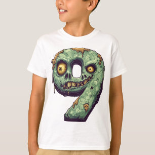 T-shirt Numéro 9 Thème d'Halloween Zombie Enfants de 9 ans