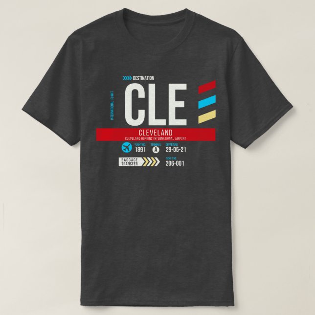 T-shirt Numéro de bagage du code d'aéroport CLE 1 (Design devant)