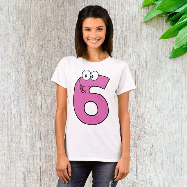 T-shirt Numéro de dessin 6 amusant violet souriant six (Créateur téléchargé)