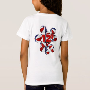 T-Shirt numéro de jersey rouge blanc bleu basket-ball