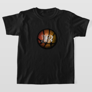 T-shirt Numéro de la balle de basketball en métal orange