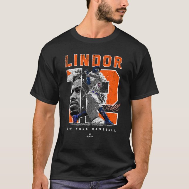 T-shirt Numéro et Portrait Francisco Lindor New York MLBP (Devant)