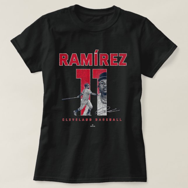 T-shirt Numéro et portrait Jose Ramirez Cleveland MLBPA (Design devant)