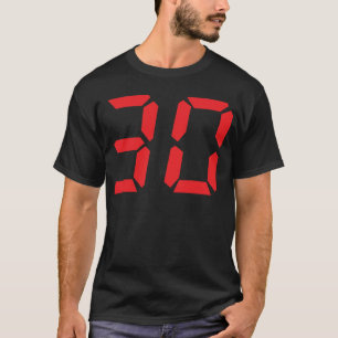T-shirt Numéro numérique 30 trente réveil rouge
