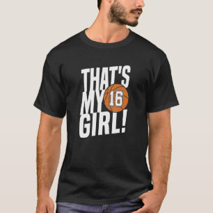 T-shirt Numéro seize c'est ma fille 16 Maman de basket-ba