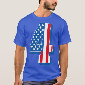 T-shirt Numéro vintage 4 Texte du drapeau américain