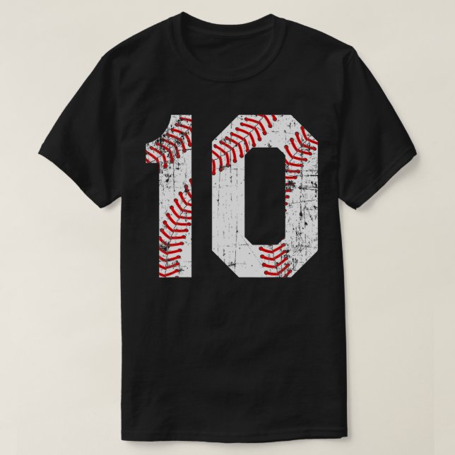 T-shirt Numéro vintage de baseball 10 Jersey (Design devant)