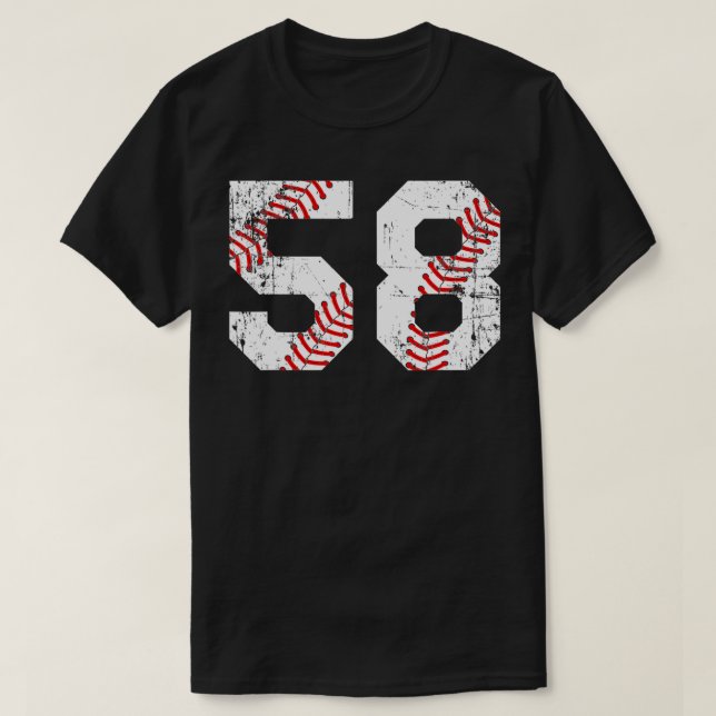 T-shirt Numéro vintage de baseball 58 Jersey (Design devant)