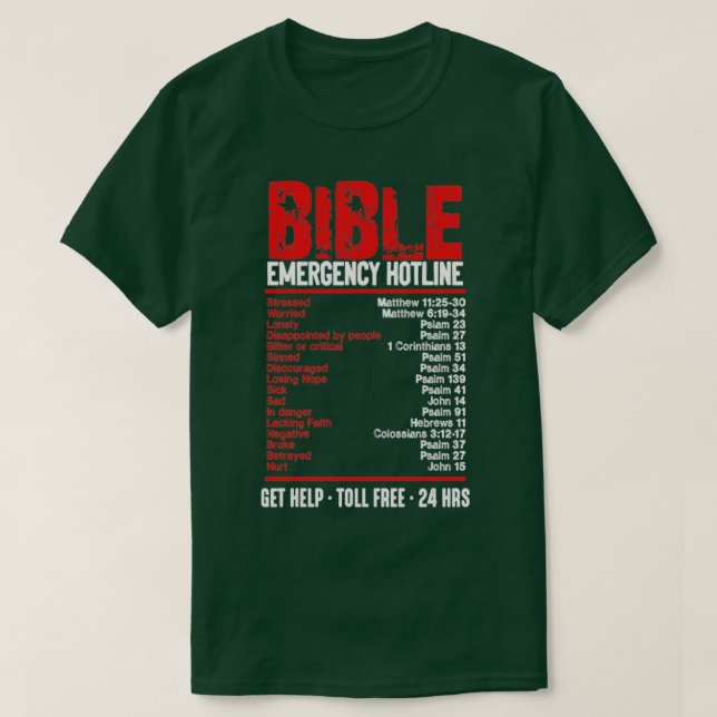 T-shirt Numéros D'Urgence De La Bible Versets Funny Hotlin (Design devant)